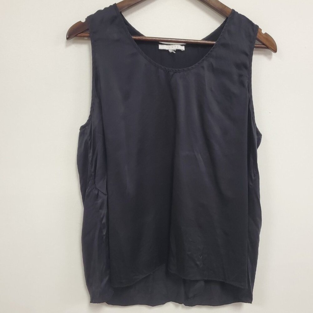 Lunya Womens Washable Silk Tulip Back Top Size XL Black Lightweight Luxury Flowy